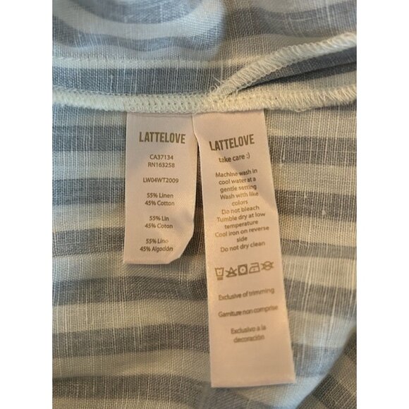NEW LatteLove Linen Dress Women's Size Medium Relaxed Nautical Beach Vacation - Picture 12 of 13